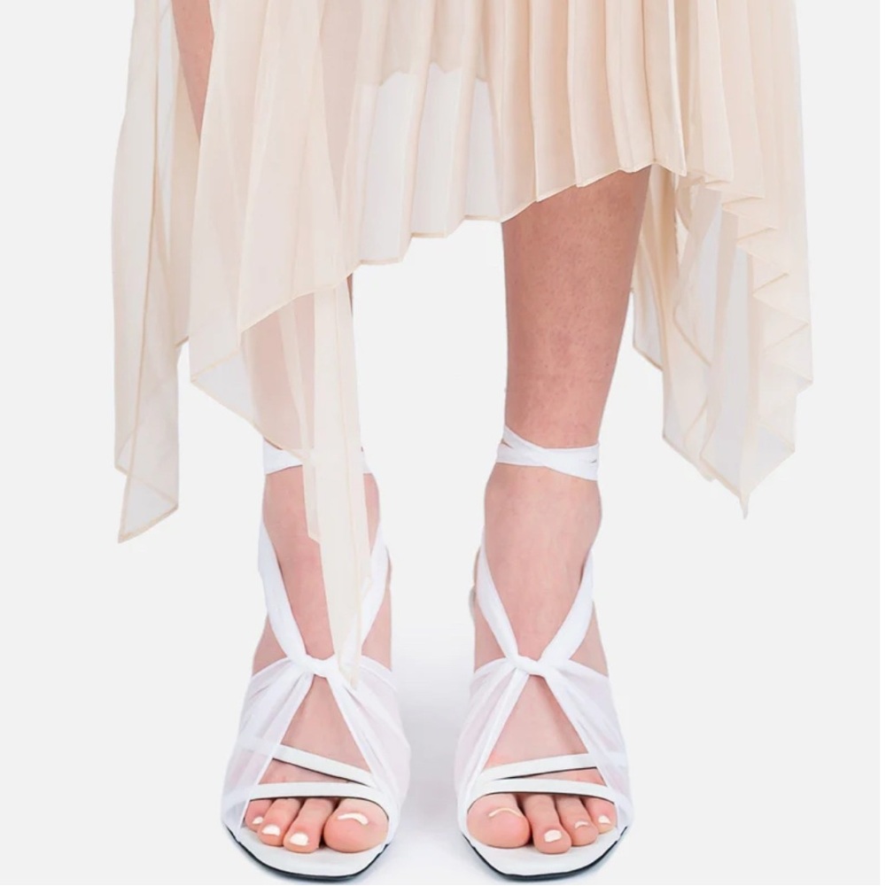 Peter Do women's handkerchief heeled sandals in blush pink Sz 6 - Picture 2 of 5